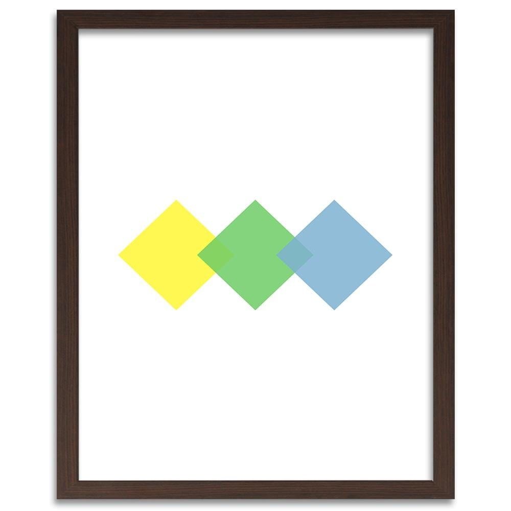 Glezna brūnā rāmī - Three Colorful Squares Home Trends DECO