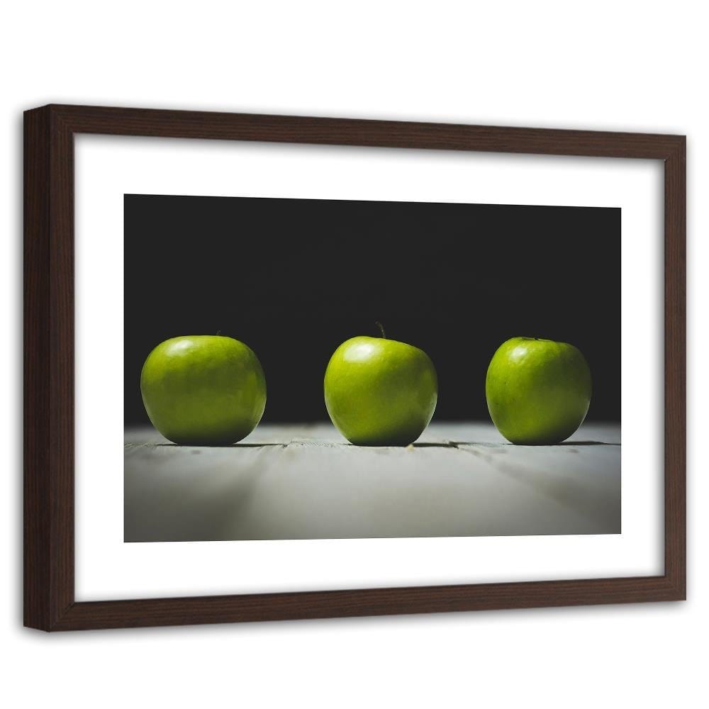 Glezna brūnā rāmī - Three Green Apples Home Trends DECO