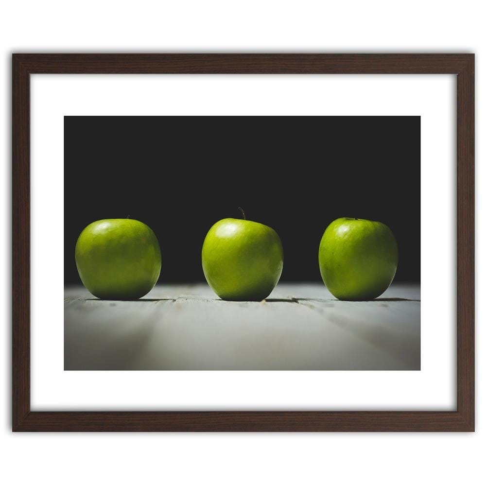 Glezna brūnā rāmī - Three Green Apples Home Trends DECO