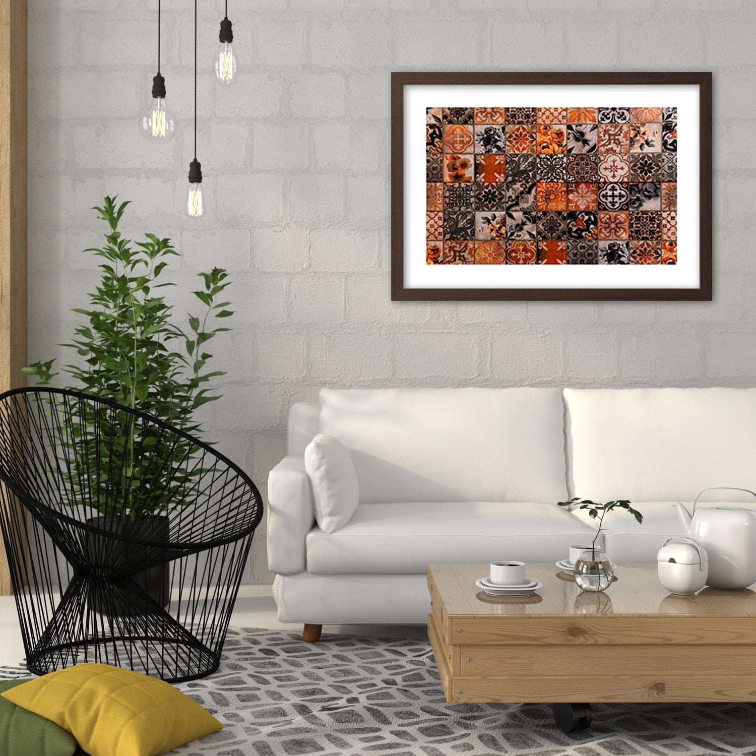 Glezna brūnā rāmī - Tiles In Rustic Style Home Trends DECO