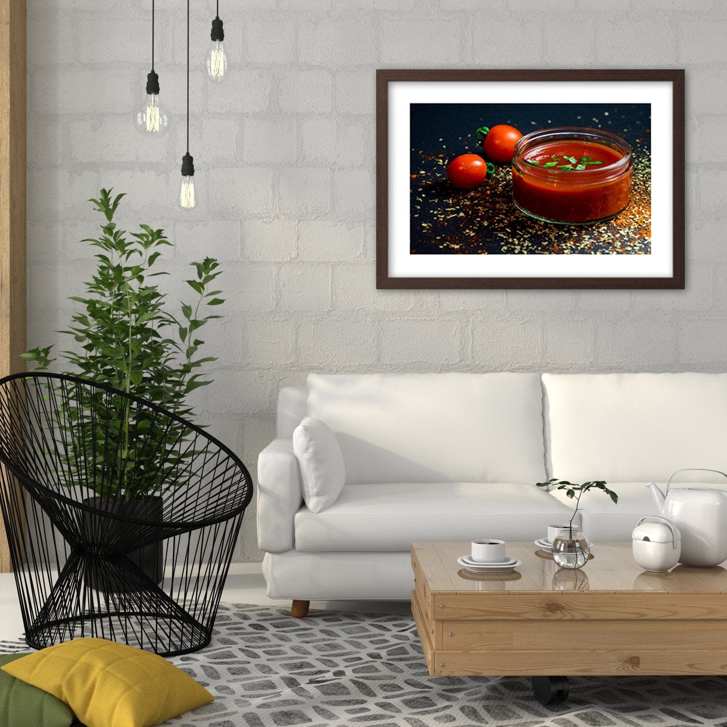 Glezna brūnā rāmī - Tomato Cream Home Trends DECO