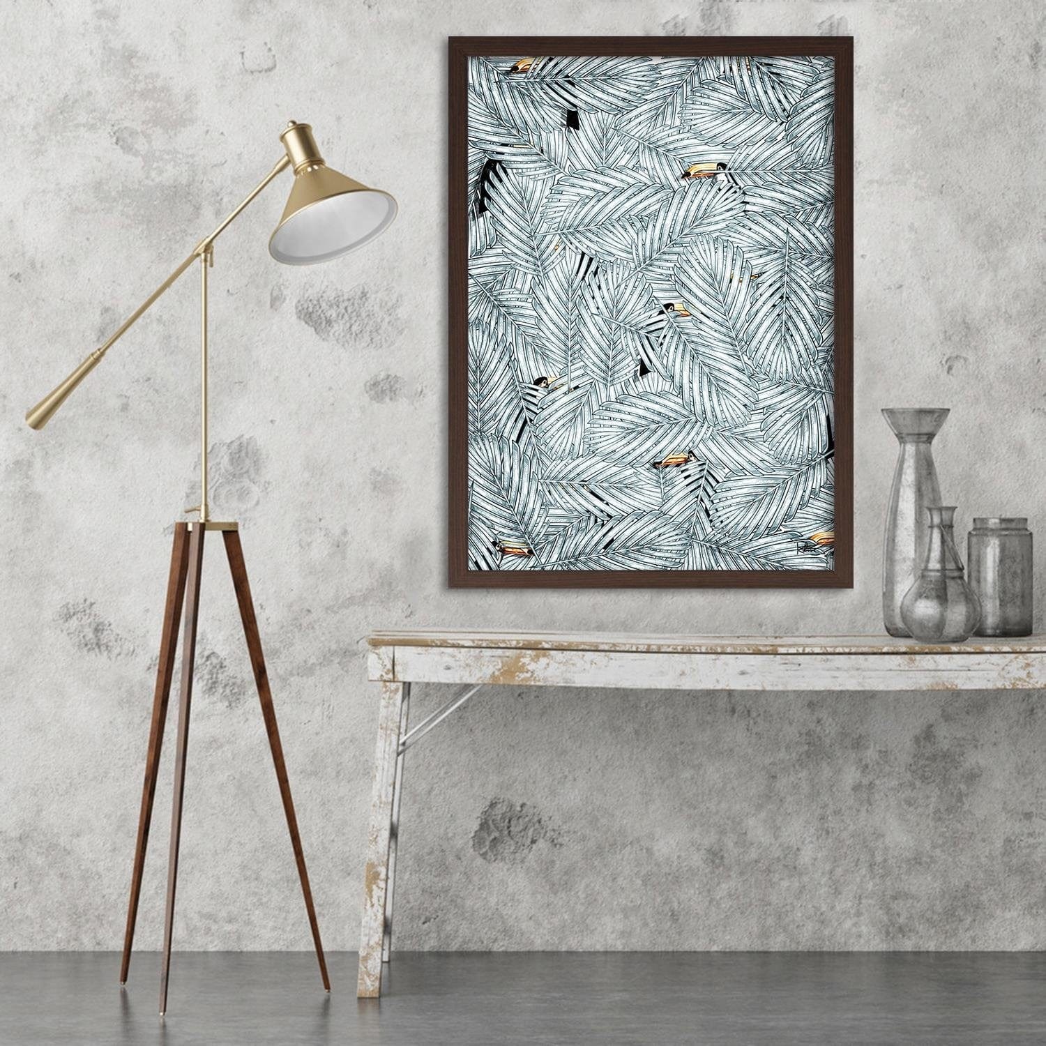 Glezna brūnā rāmī - Toucan Image Animal Print Grey Home Trends DECO
