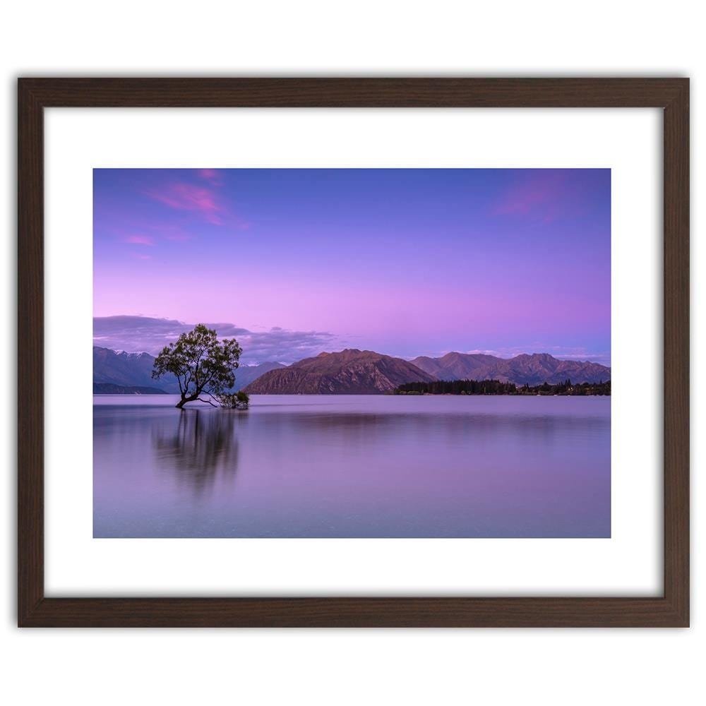 Glezna brūnā rāmī - Tree In The Middle Of The Lake 1 Home Trends DECO