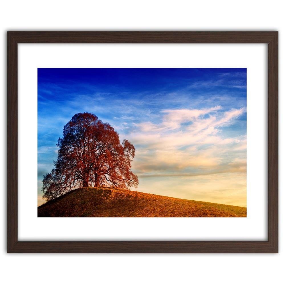 Glezna brūnā rāmī - Tree On The Hill Home Trends DECO