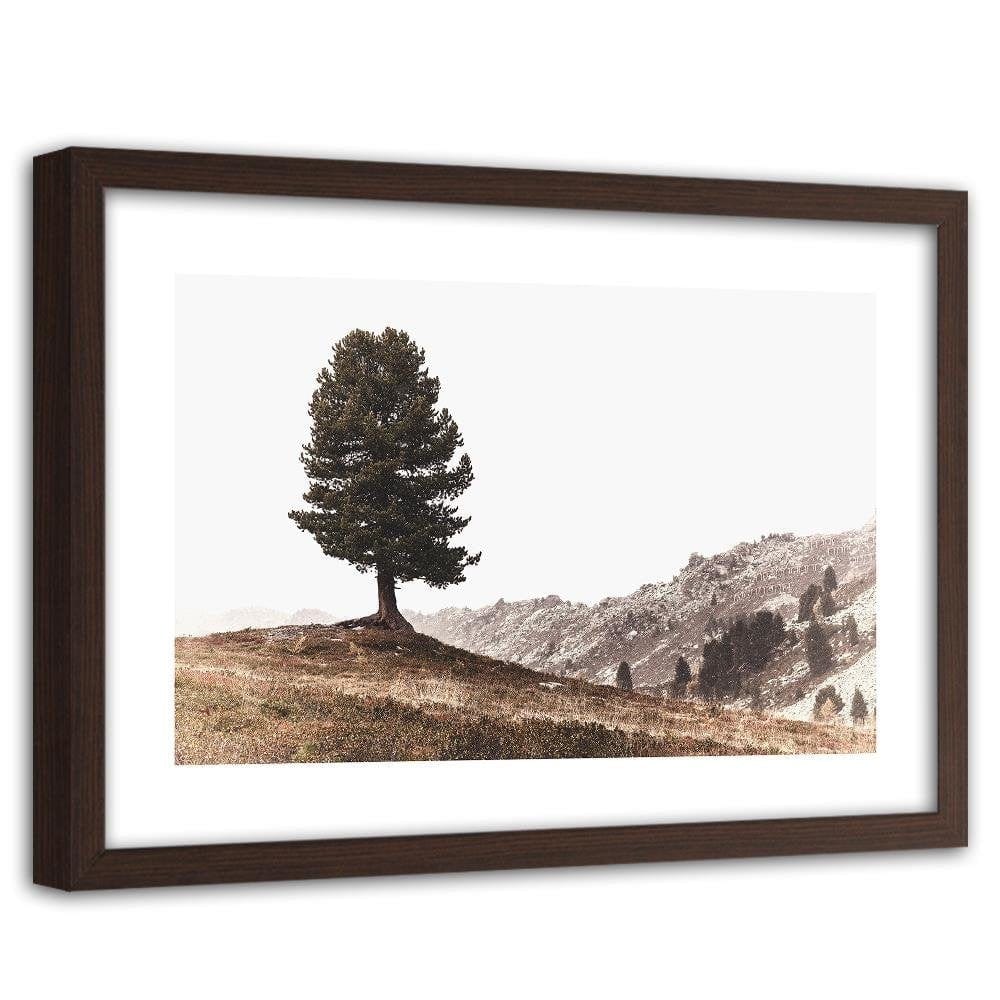 Glezna brūnā rāmī - Tree On The Hills Home Trends DECO