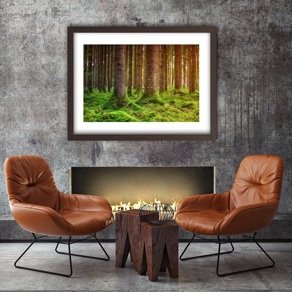 Glezna brūnā rāmī - Trunks Covered With Moss Home Trends DECO