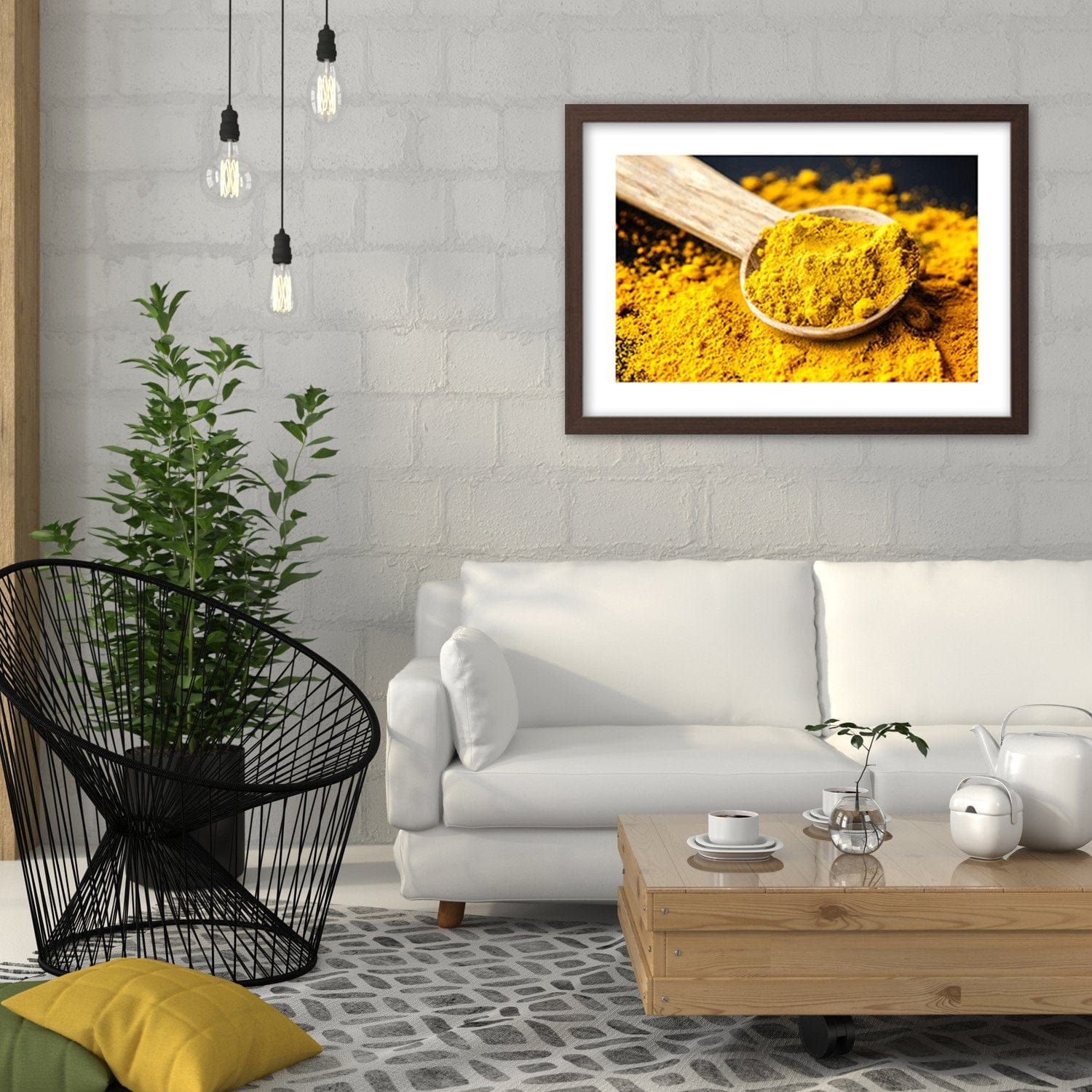 Glezna brūnā rāmī - Turmeric Home Trends DECO