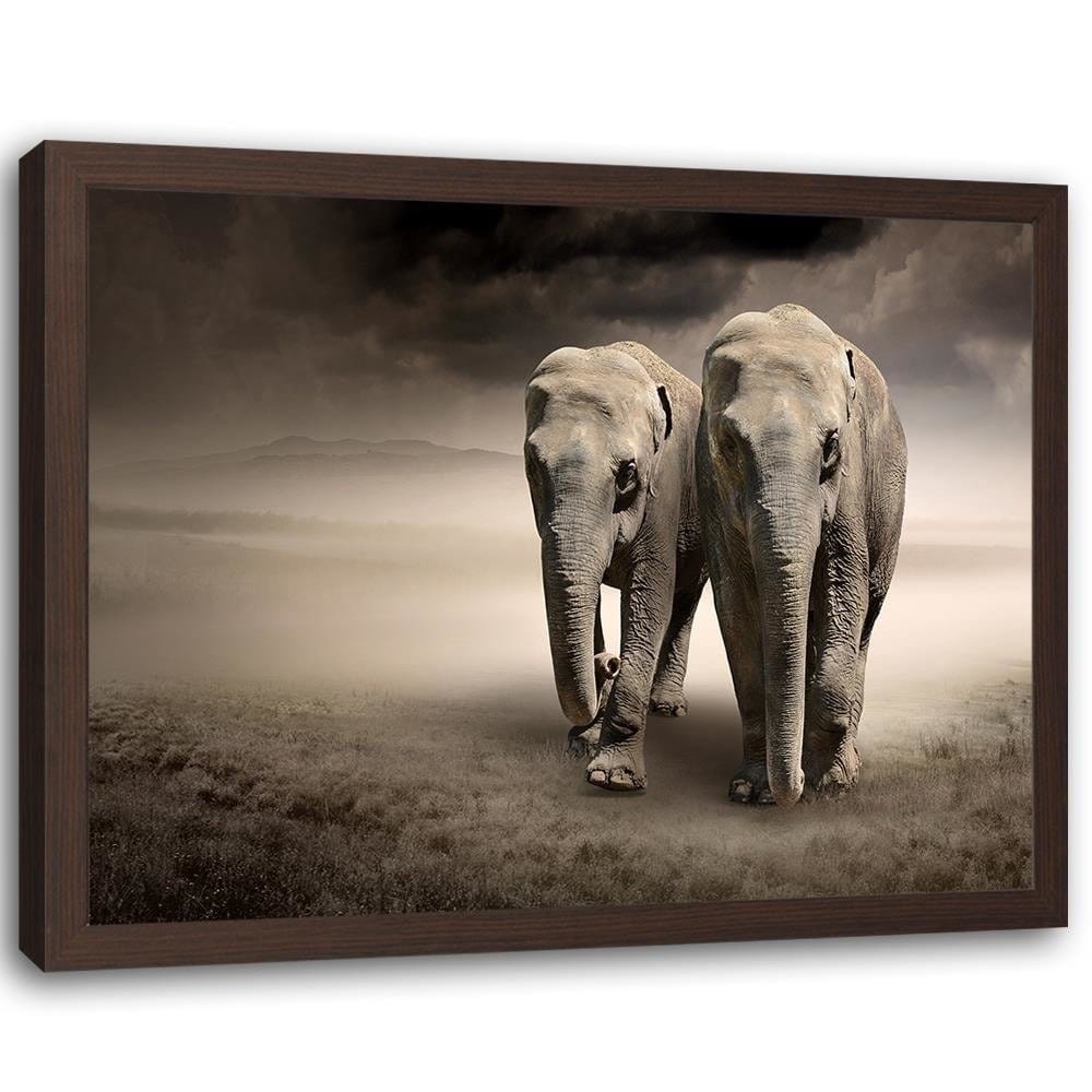 Glezna brūnā rāmī - Two Elephants Home Trends DECO