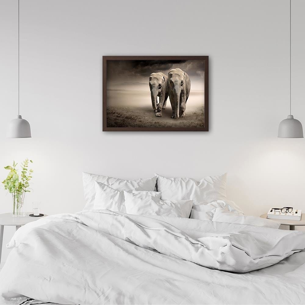 Glezna brūnā rāmī - Two Elephants Home Trends DECO