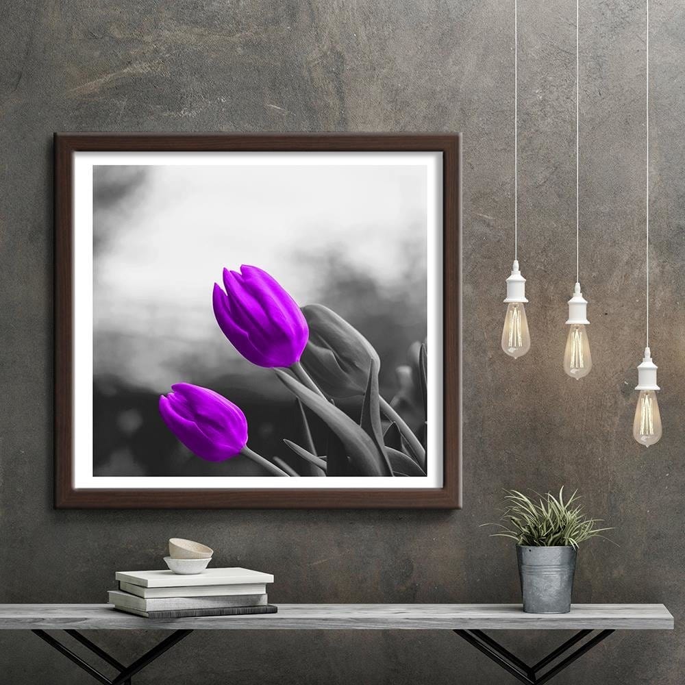 Glezna brūnā rāmī - Two Purple Tulips Home Trends DECO