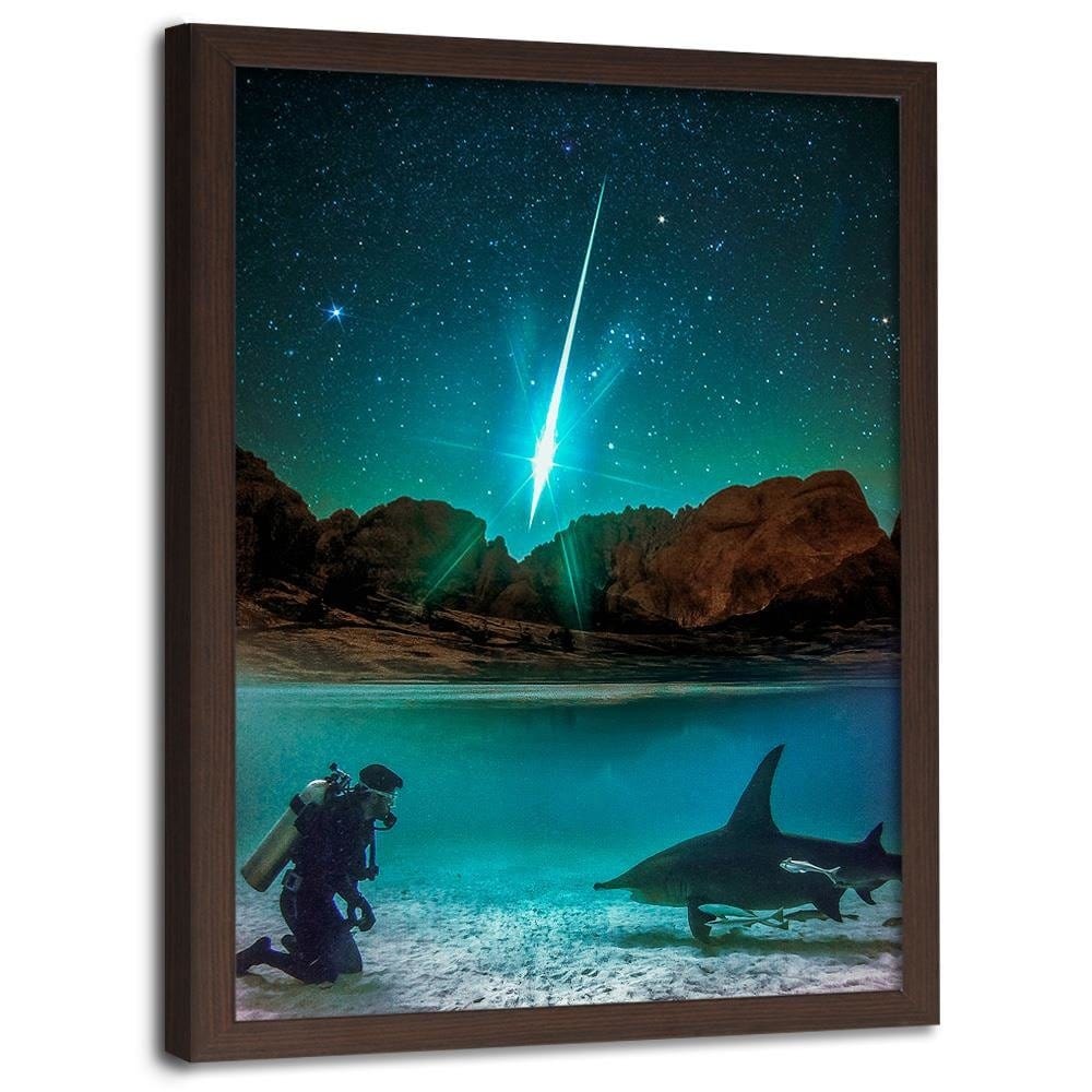 Glezna brūnā rāmī - Underwater Meeting Home Trends DECO