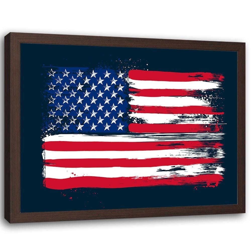 Glezna brūnā rāmī - Usa Flag Home Trends DECO