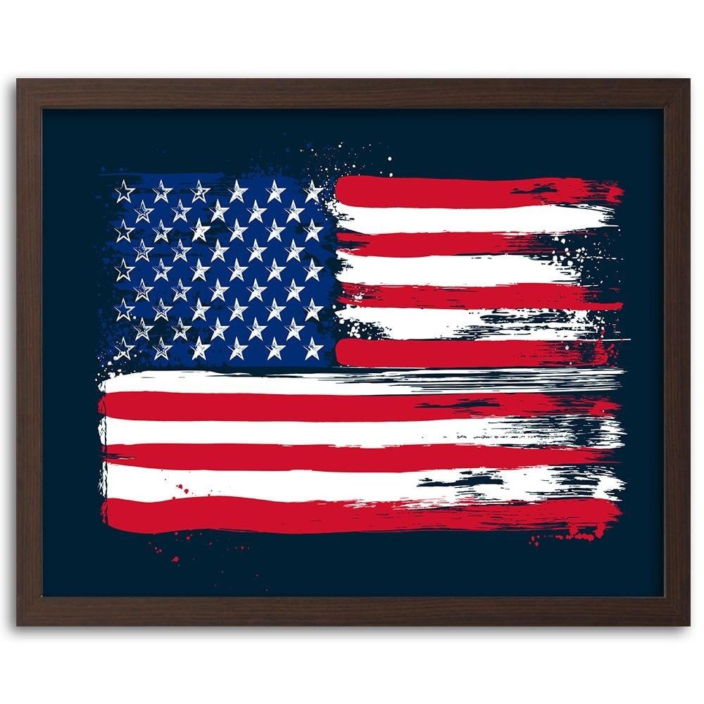 Glezna brūnā rāmī - Usa Flag Home Trends DECO
