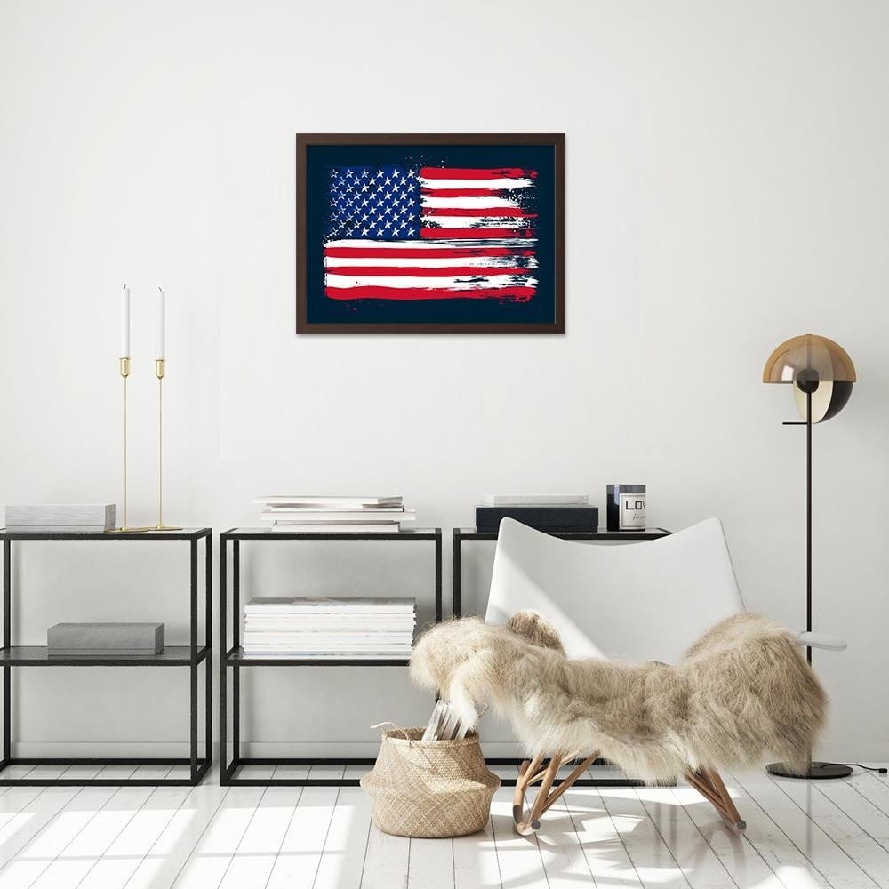 Glezna brūnā rāmī - Usa Flag Home Trends DECO