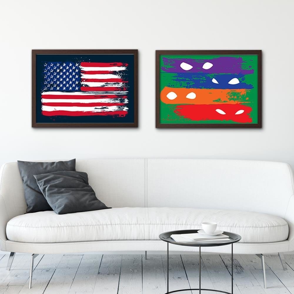 Glezna brūnā rāmī - Usa Flag Home Trends DECO