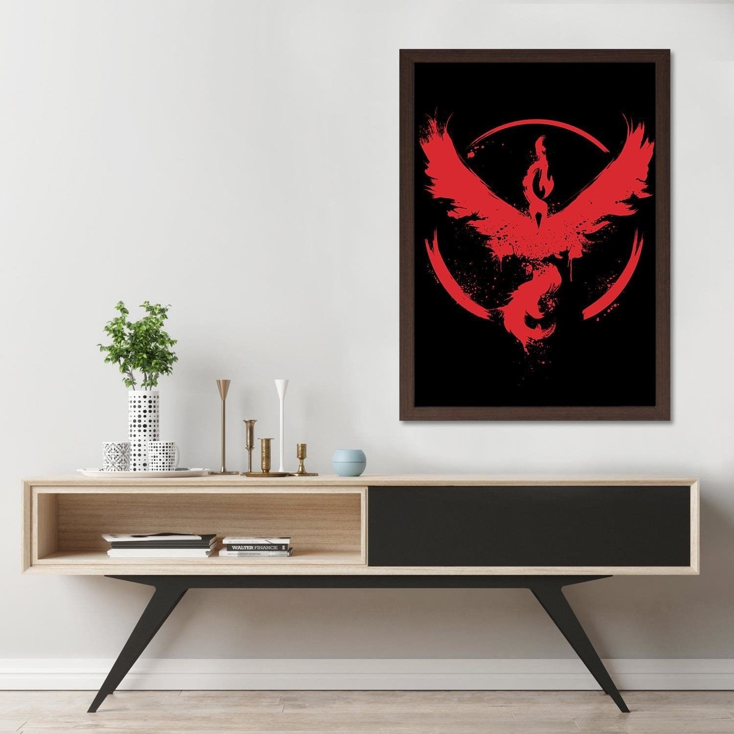 Glezna brūnā rāmī - Valor Bird Red Home Trends DECO