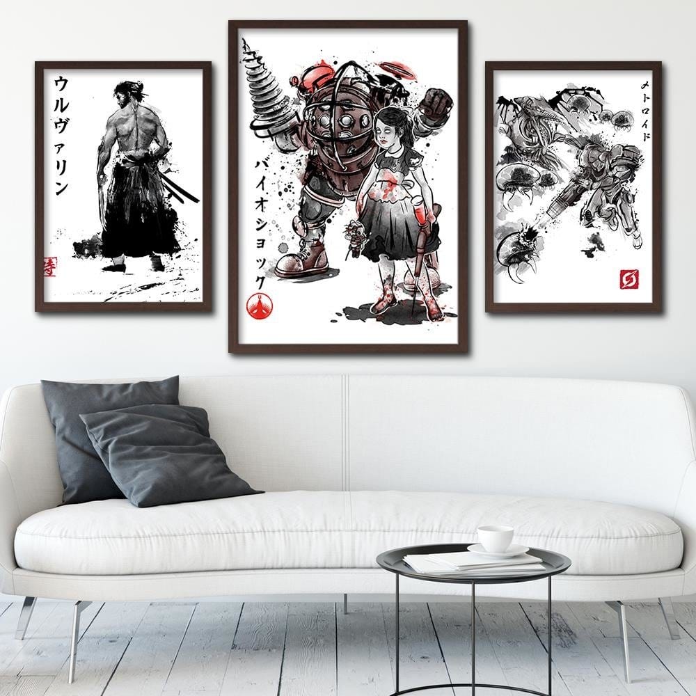 Glezna brūnā rāmī - Video Game Red Home Trends DECO