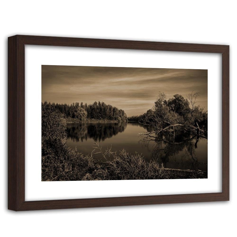 Glezna brūnā rāmī - View Of The Lake 1 Home Trends DECO