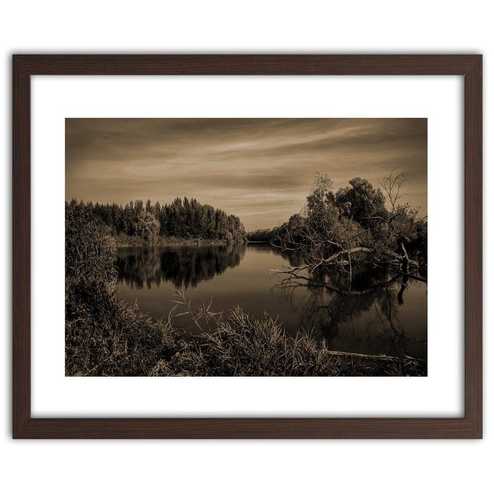 Glezna brūnā rāmī - View Of The Lake 1 Home Trends DECO