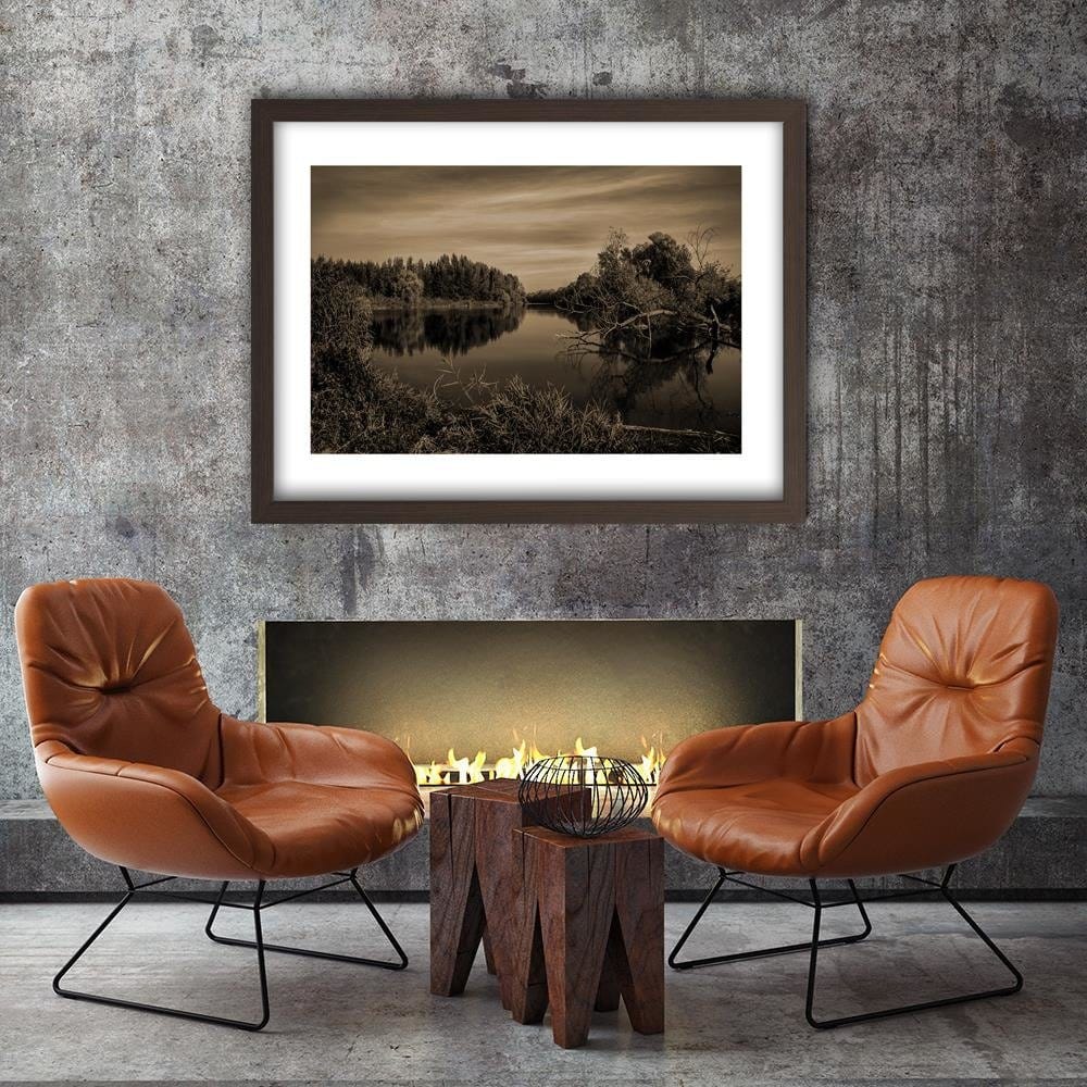 Glezna brūnā rāmī - View Of The Lake 1 Home Trends DECO