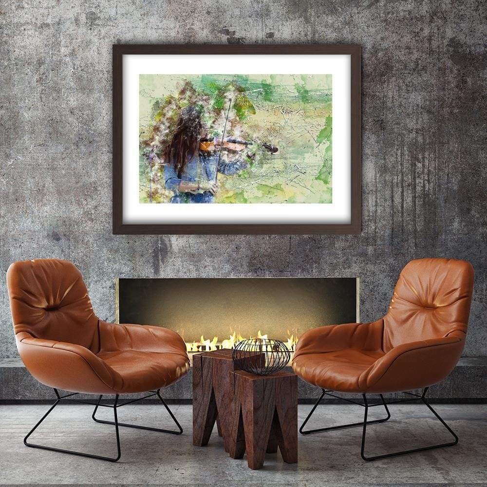 Glezna brūnā rāmī - Violinist Abstraction Home Trends DECO