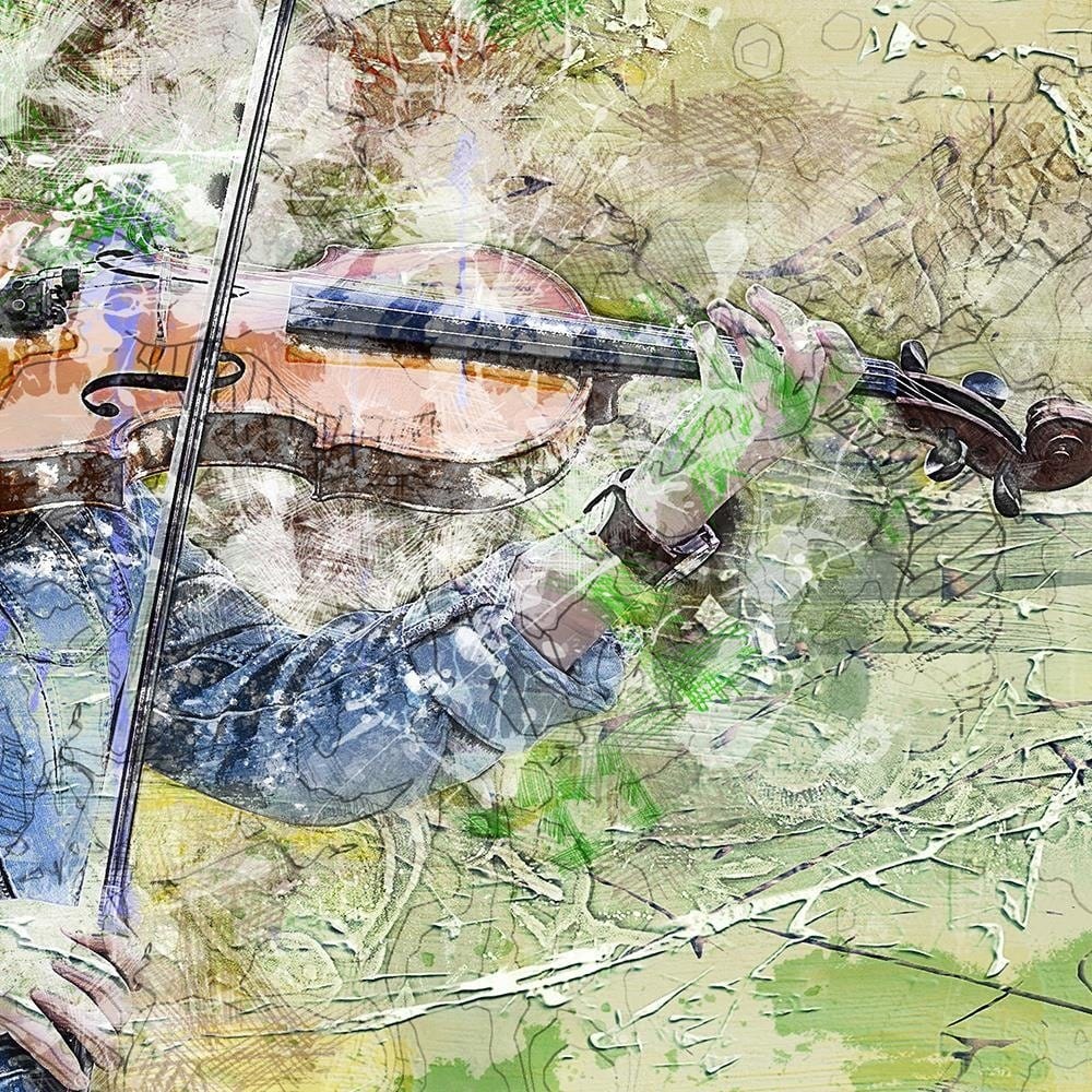 Glezna brūnā rāmī - Violinist Abstraction Home Trends DECO