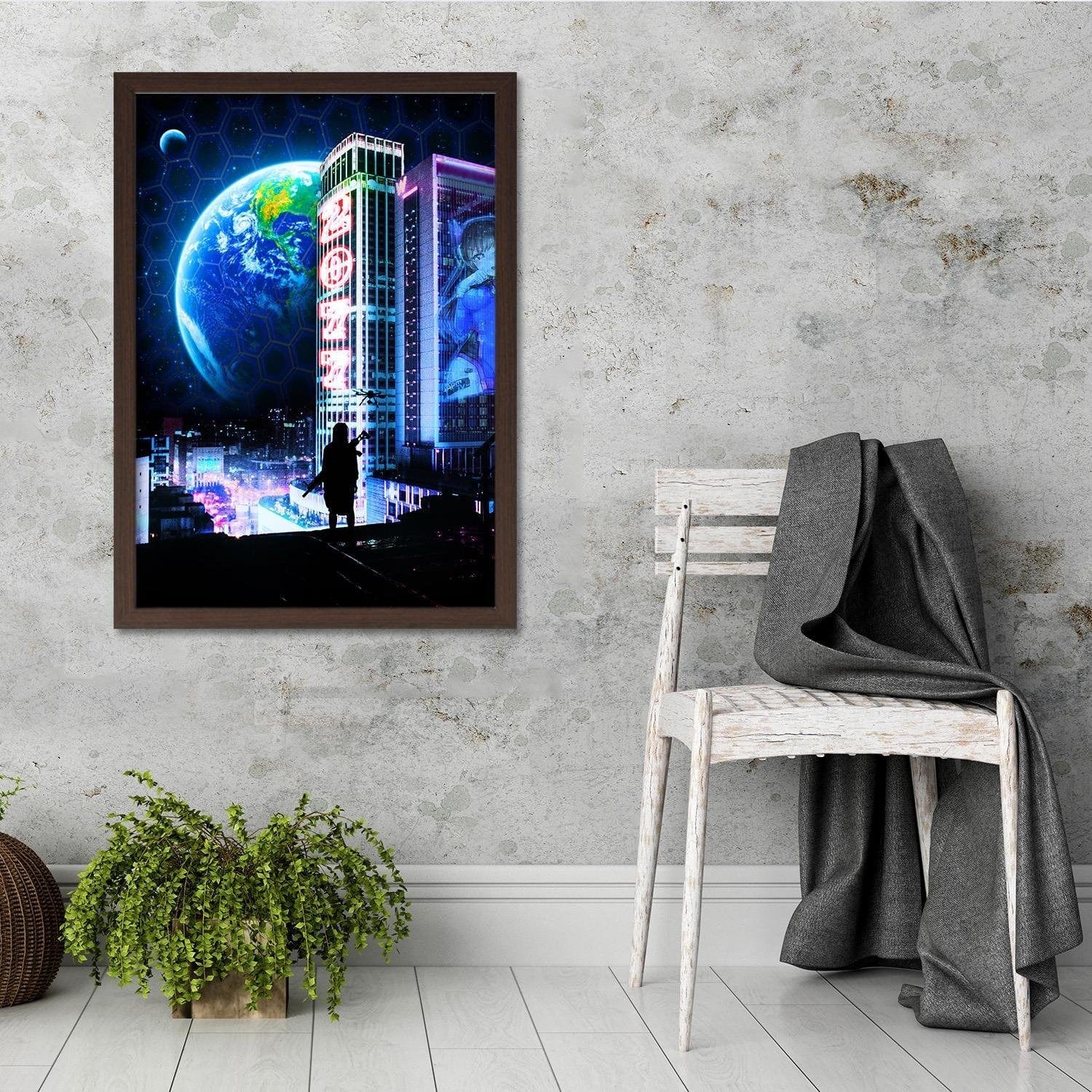 Glezna brūnā rāmī - Visual Art Blue Home Trends DECO