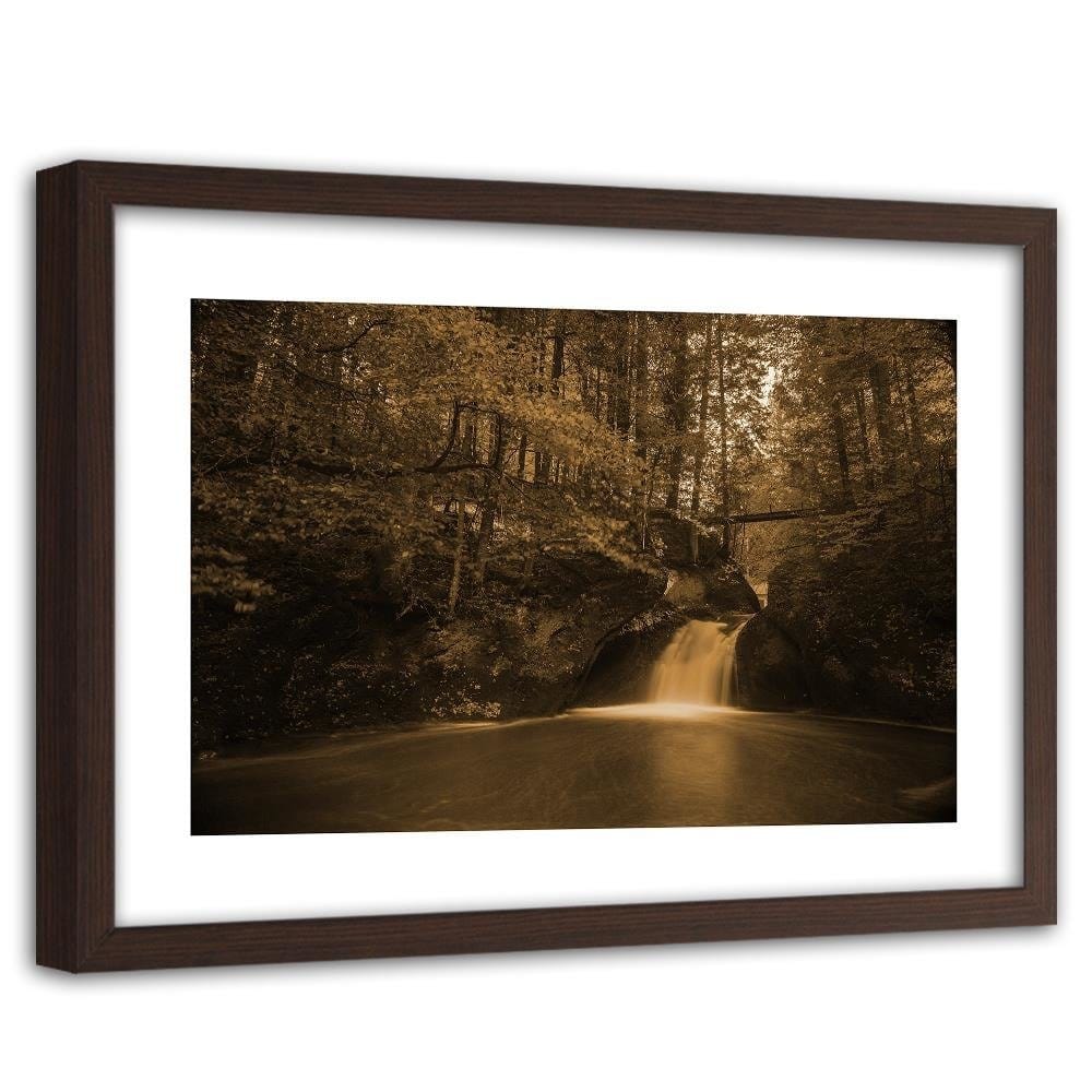Glezna brūnā rāmī - Waterfall And Autumn Trees 1 Home Trends DECO