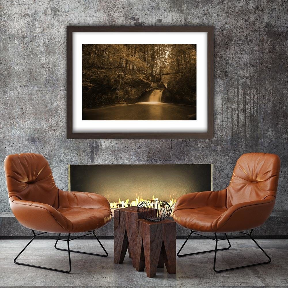 Glezna brūnā rāmī - Waterfall And Autumn Trees 1 Home Trends DECO