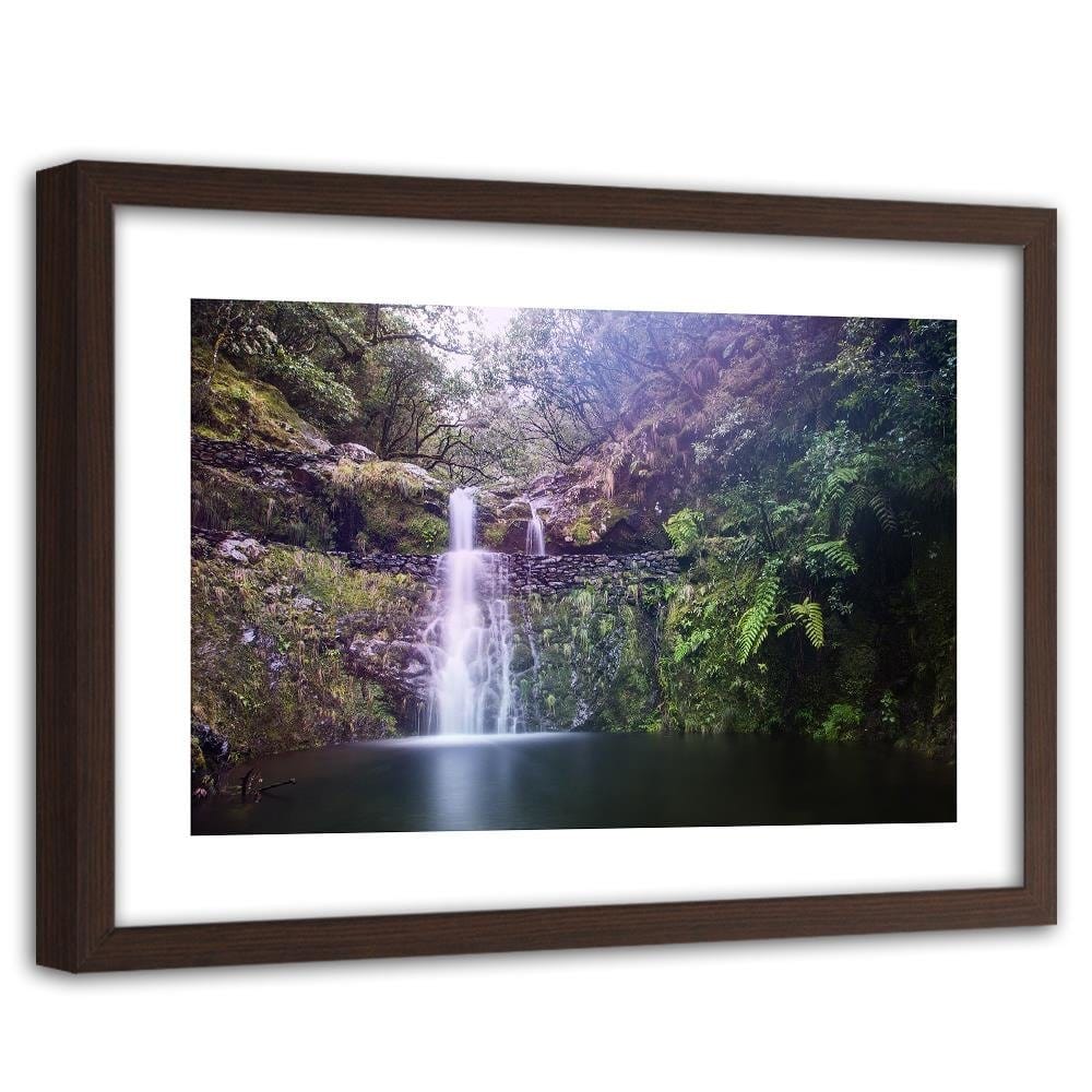 Glezna brūnā rāmī - Waterfall In The Forest Home Trends DECO