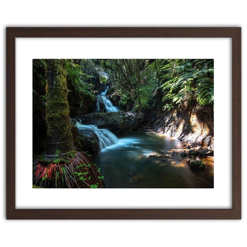 Glezna brūnā rāmī - Waterfall In The Tropics Home Trends DECO