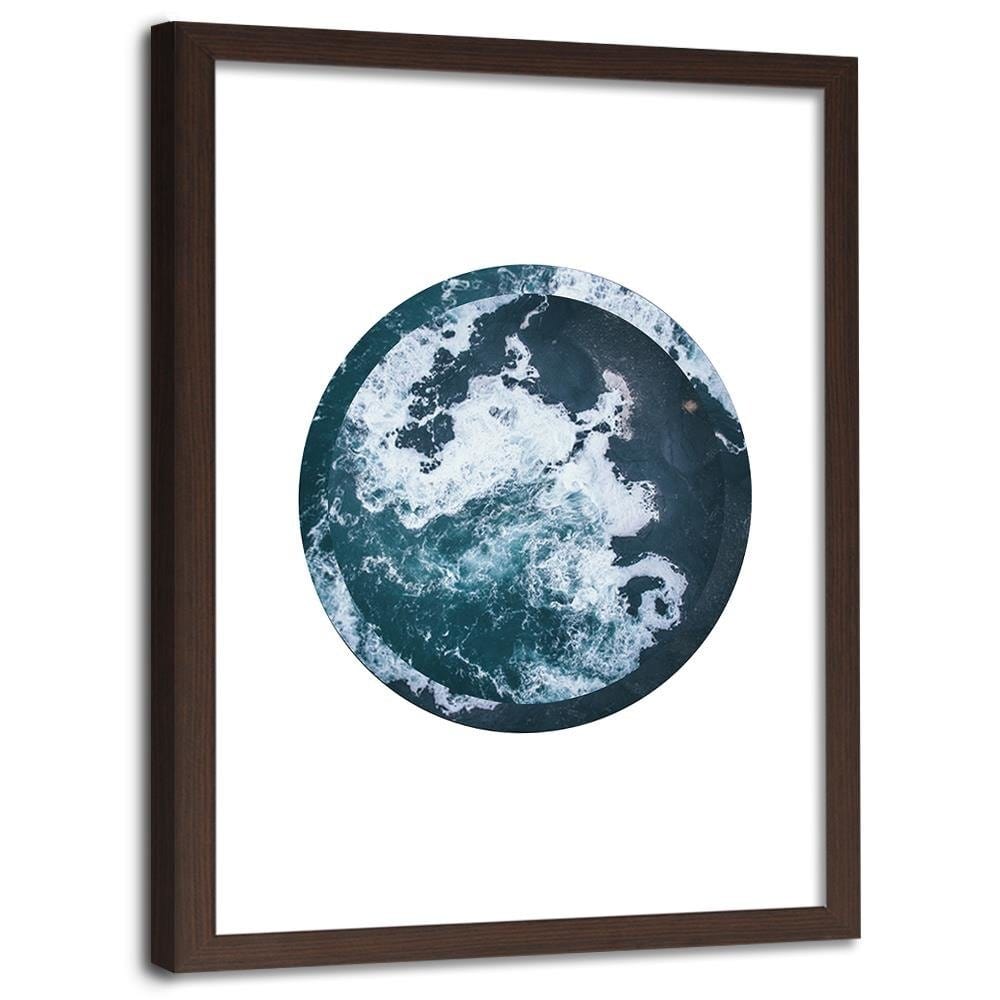 Glezna brūnā rāmī - Waves In A Circle Home Trends DECO