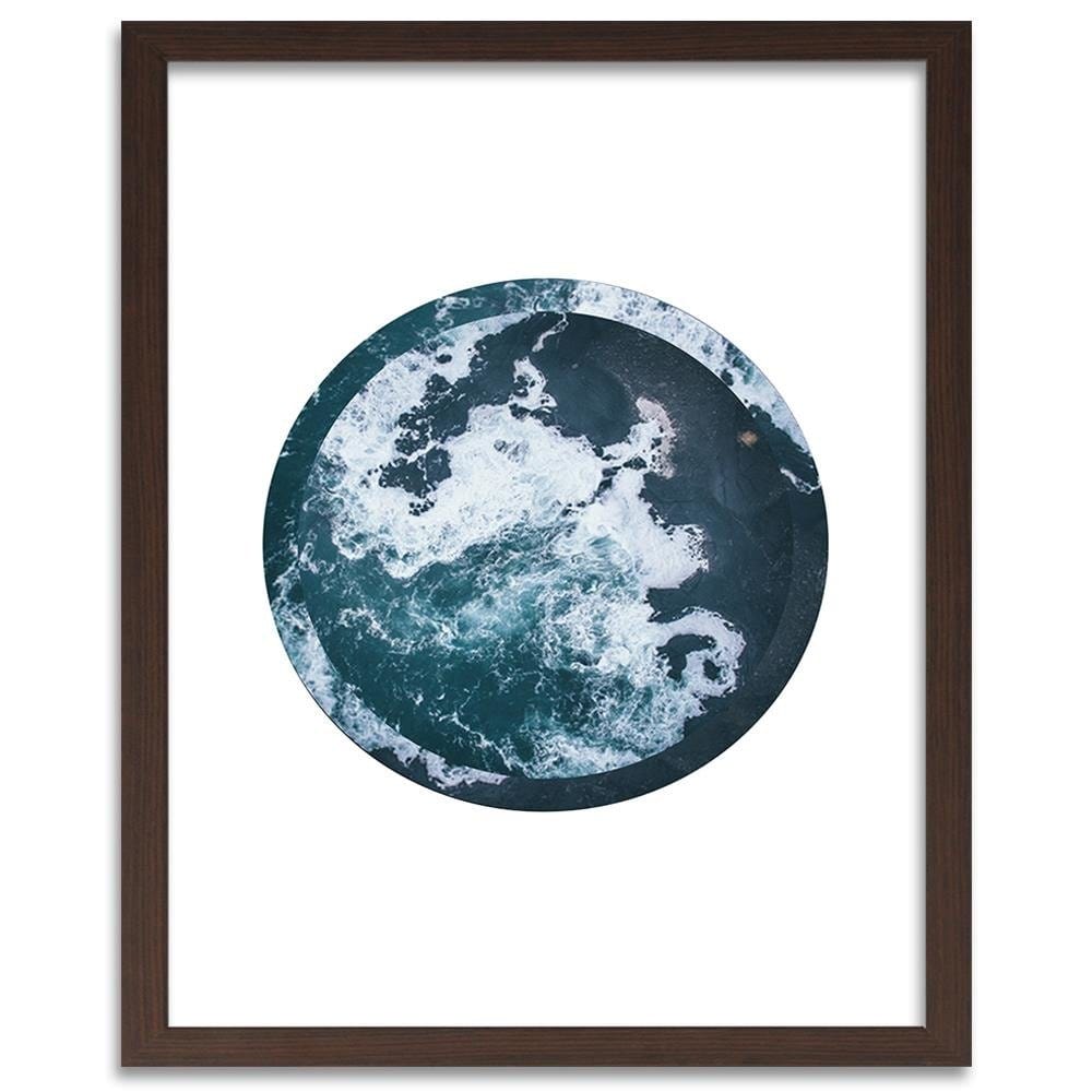 Glezna brūnā rāmī - Waves In A Circle Home Trends DECO
