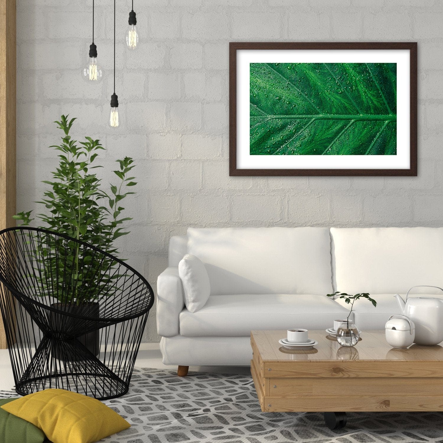 Glezna brūnā rāmī - Wet Leaf Close Up Home Trends DECO