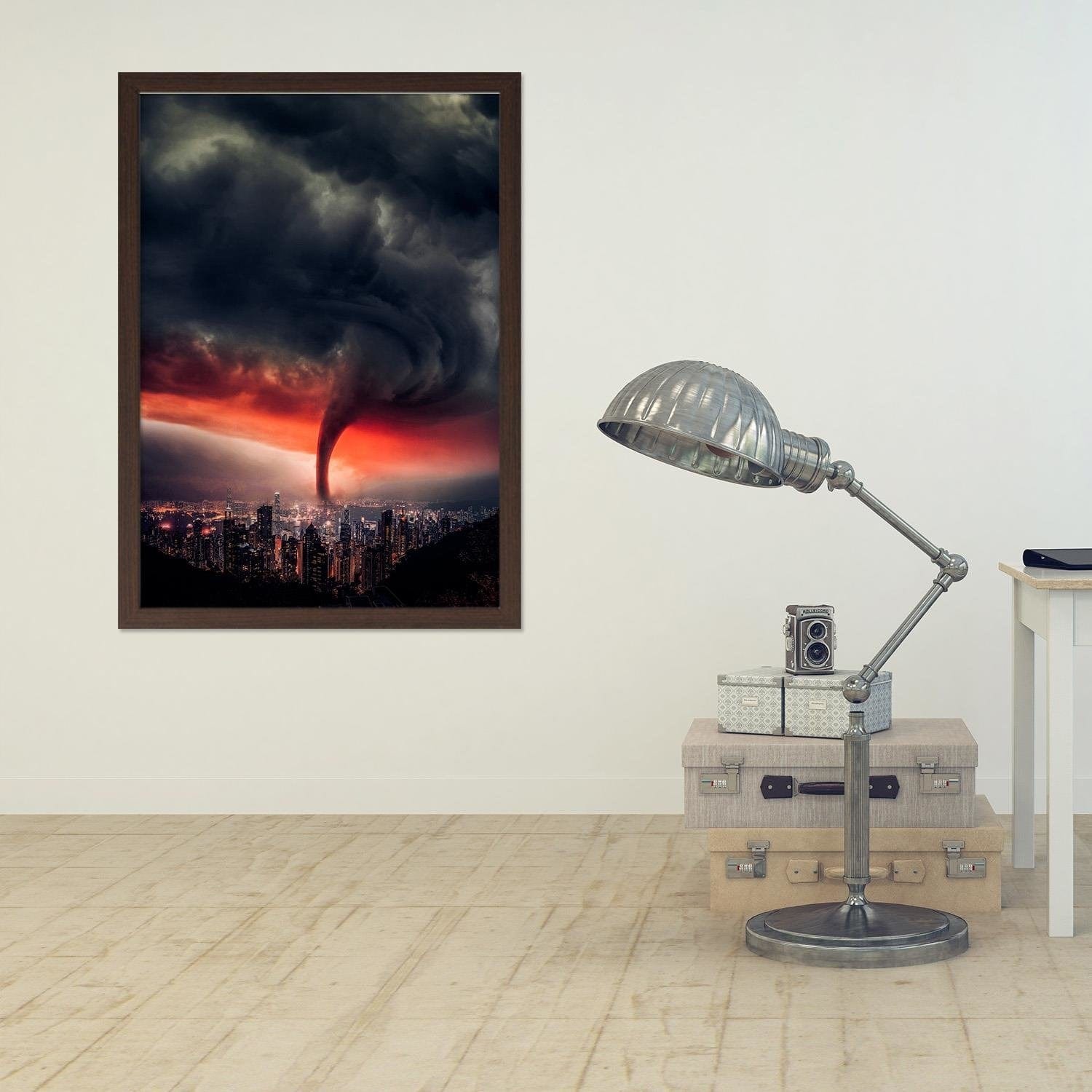 Glezna brūnā rāmī - Whirlwind Over The City Home Trends DECO