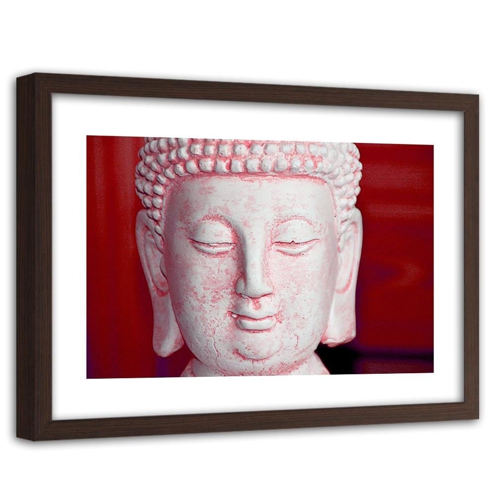 Glezna brūnā rāmī - White Buddha Head Home Trends DECO