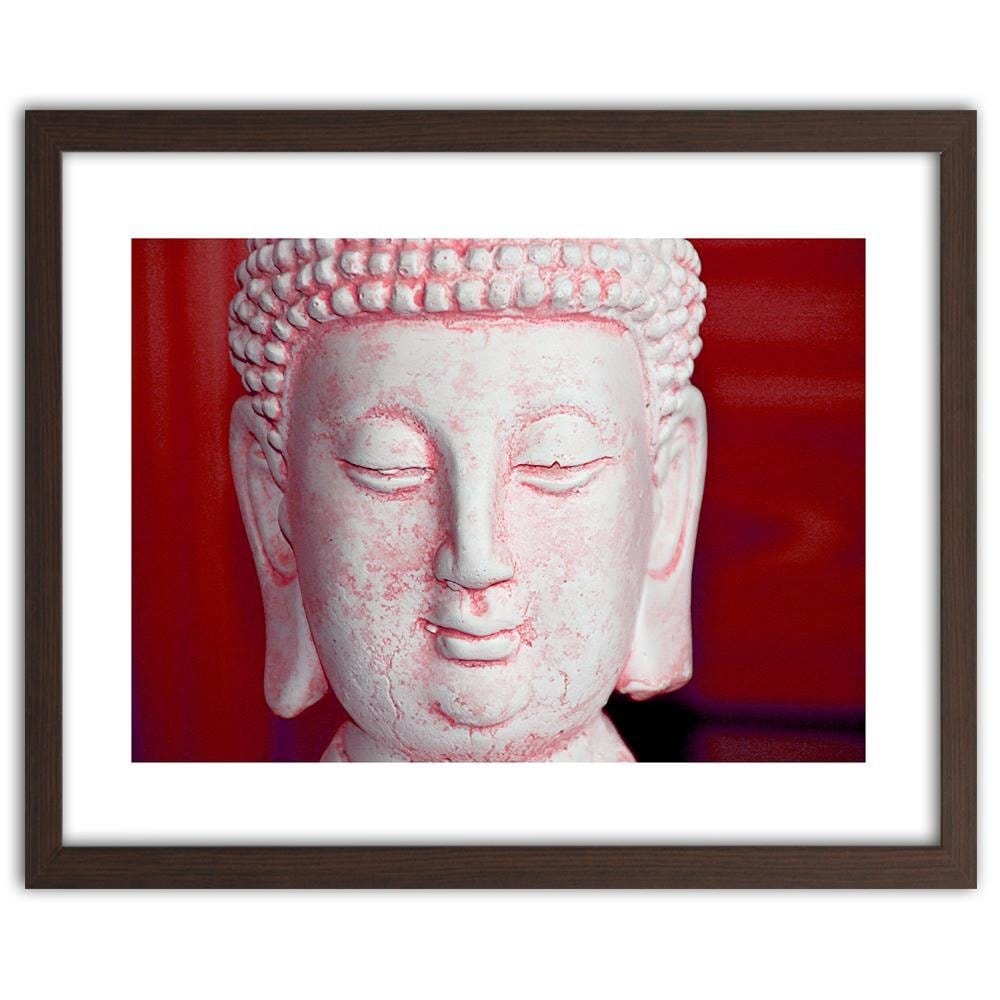 Glezna brūnā rāmī - White Buddha Head Home Trends DECO