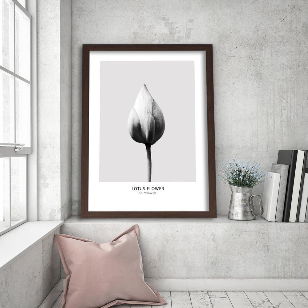 Glezna brūnā rāmī - White Lotus Bud Home Trends DECO