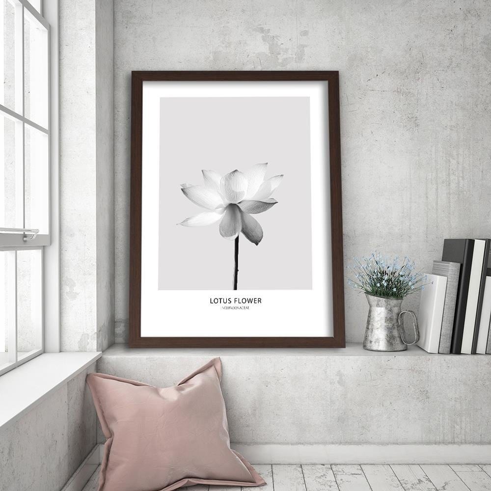 Glezna brūnā rāmī - White Lotus Flower Home Trends DECO