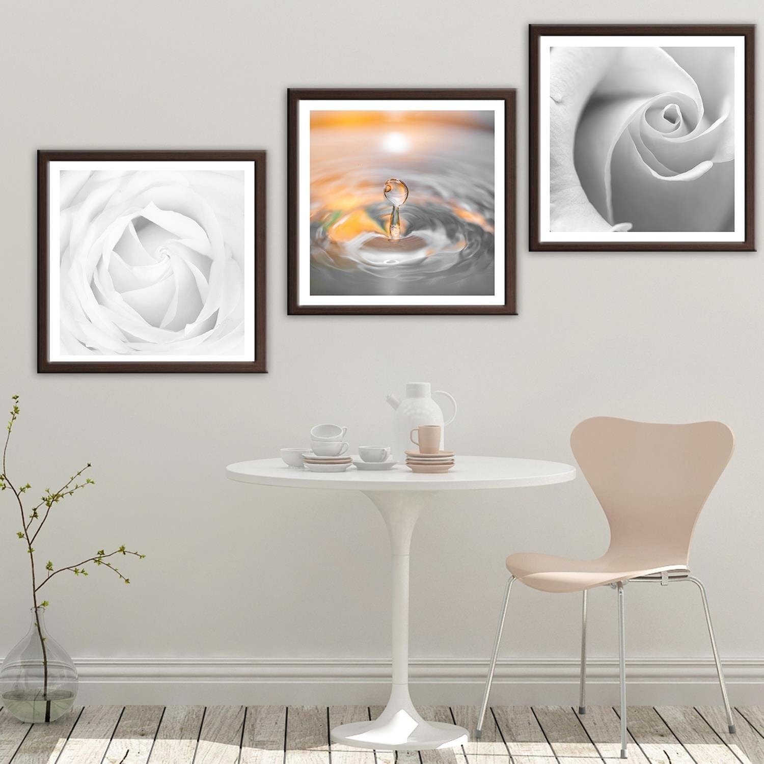 Glezna brūnā rāmī - White Rose 3 Home Trends DECO
