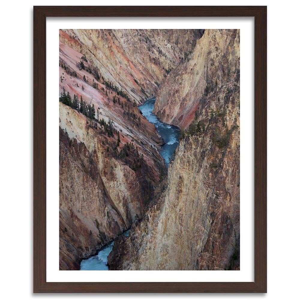 Glezna brūnā rāmī - Wild River Among The Rocks Home Trends DECO
