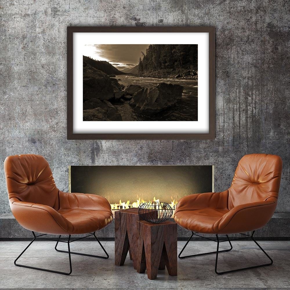 Glezna brūnā rāmī - Wild River In The Mountains 1 Home Trends DECO