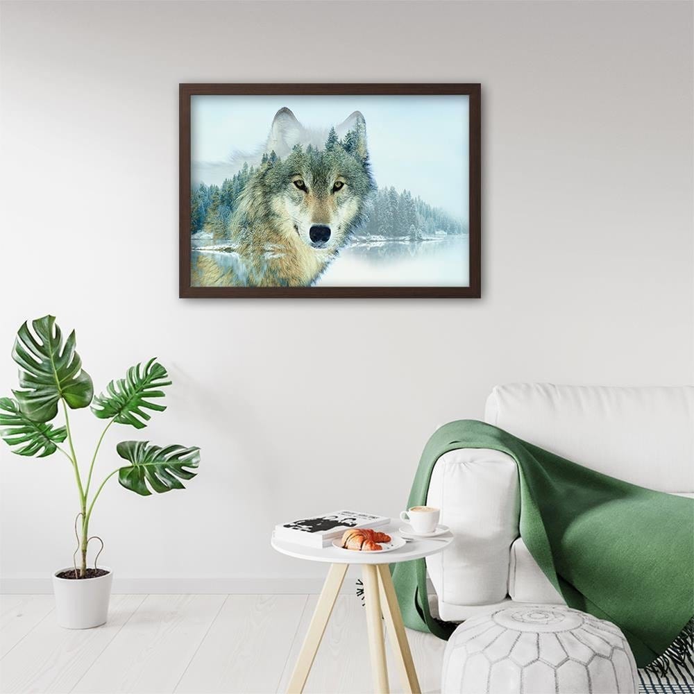 Glezna brūnā rāmī - Wild Wolf Home Trends DECO