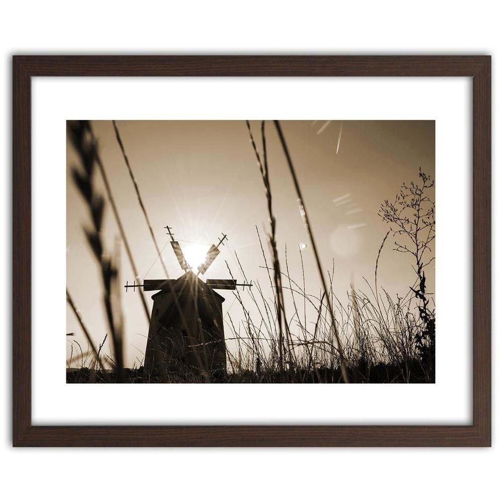 Glezna brūnā rāmī - Windmill At Sunset 1 Home Trends DECO