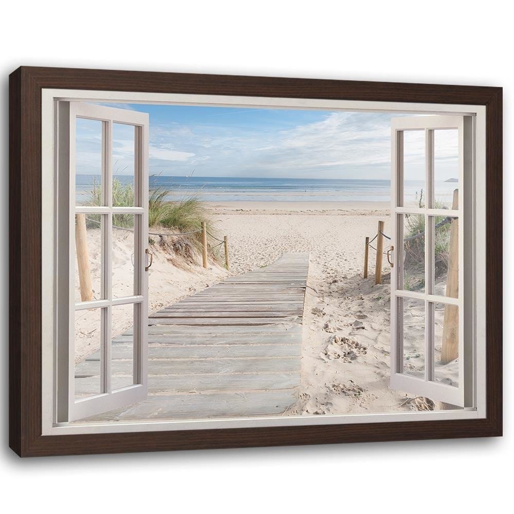 Glezna brūnā rāmī - Window To The Beach Home Trends DECO