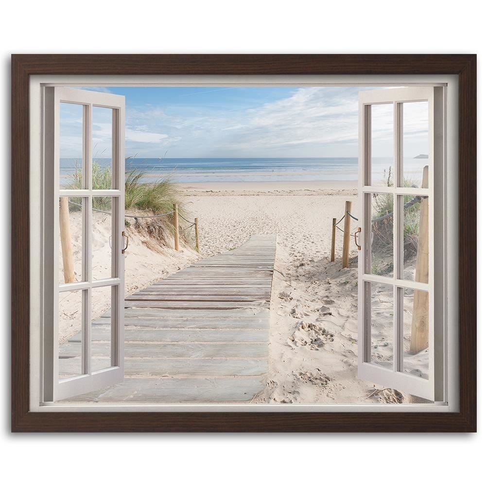 Glezna brūnā rāmī - Window To The Beach Home Trends DECO