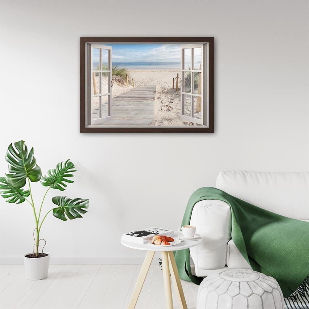 Glezna brūnā rāmī - Window To The Beach Home Trends DECO