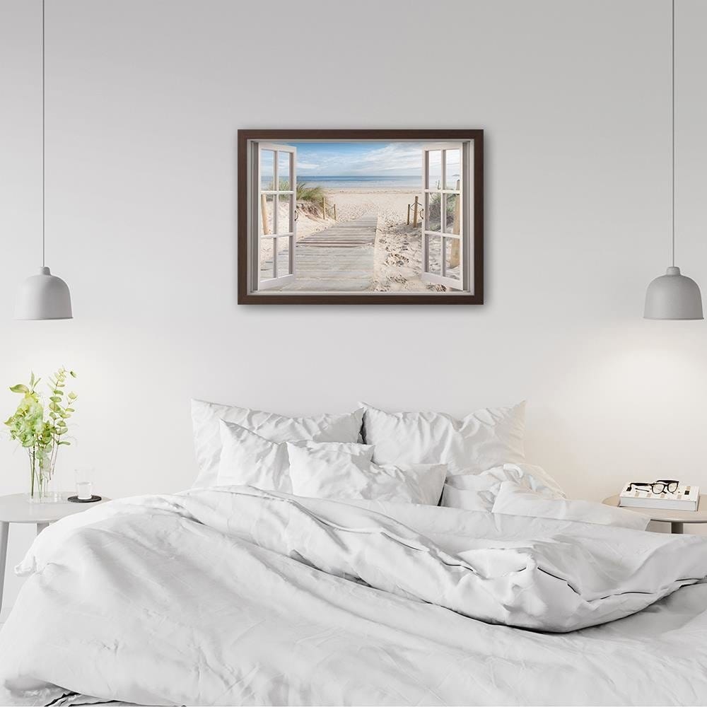 Glezna brūnā rāmī - Window To The Beach Home Trends DECO