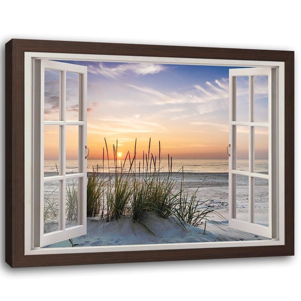Glezna brūnā rāmī - Window To The Beach Home Trends DECO