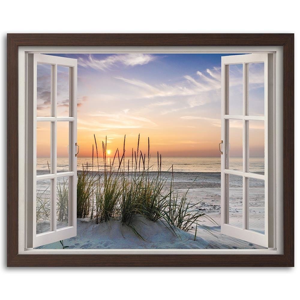 Glezna brūnā rāmī - Window To The Beach Home Trends DECO